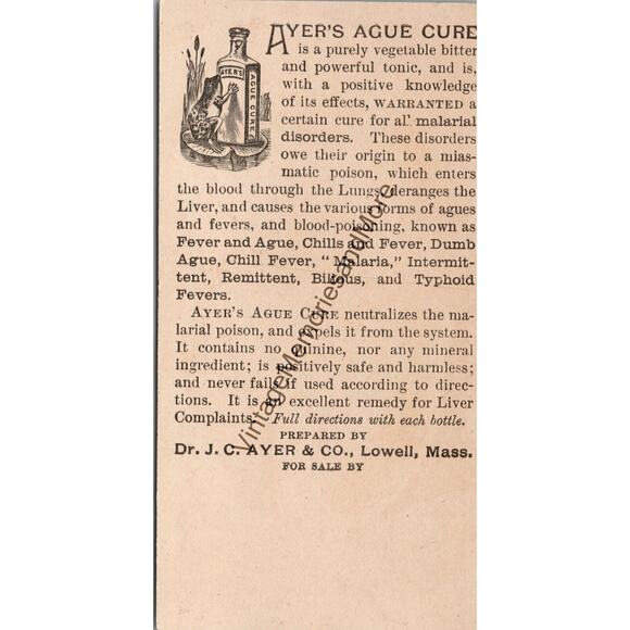 Vintage Ayer's Ague Cure Advertising Trade Card PB23 - Picture 2 of 2